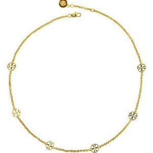 TORY BURCH Delicate Logo Necklace Gold Plated 18"